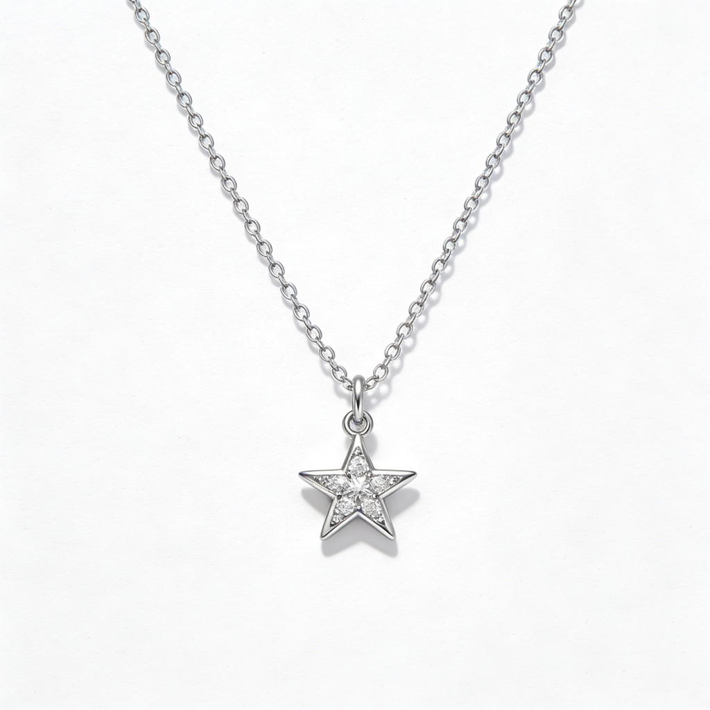 Star-shaped Pendant Silver Necklace