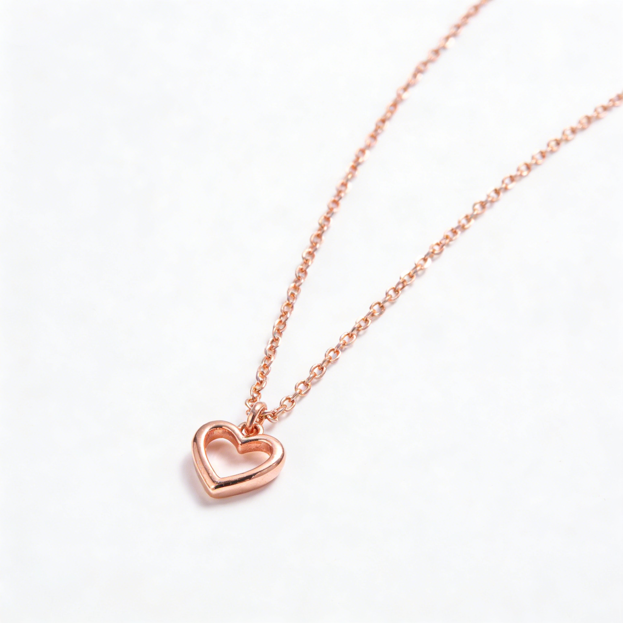 Hollow Heart Pendant Rose Gold Necklace