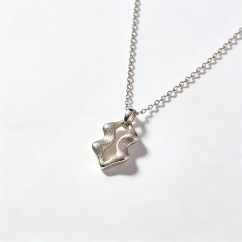 Abstract Irregular Cutout Silver Necklace