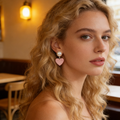 Pearl & Pink Heart Drop Earrings