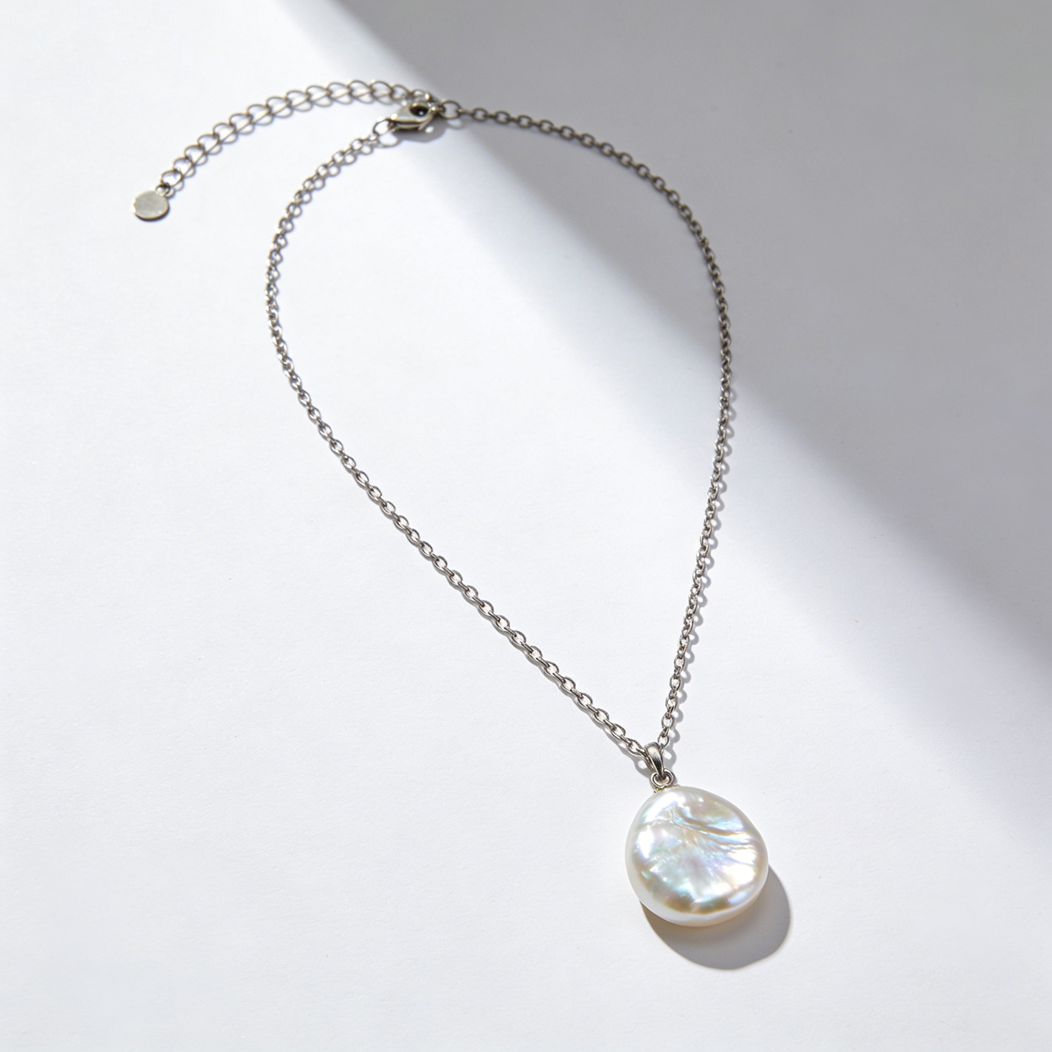 Baroque Pearl Pendant Silver Necklace
