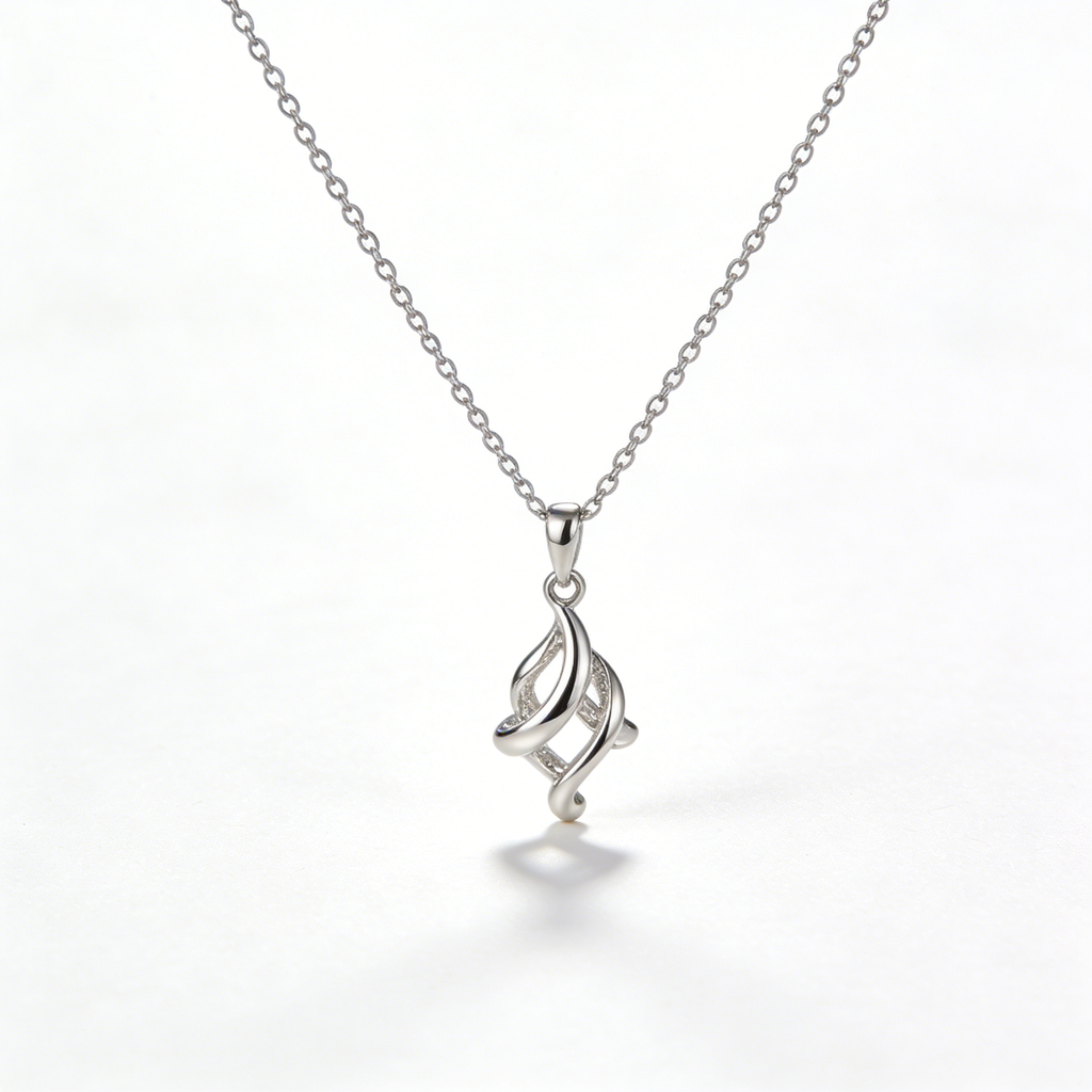 Twisted Infinity Pendant Silver Necklace