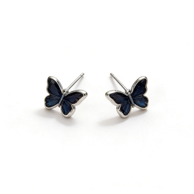 Blue Enamel Butterfly Stud Earrings