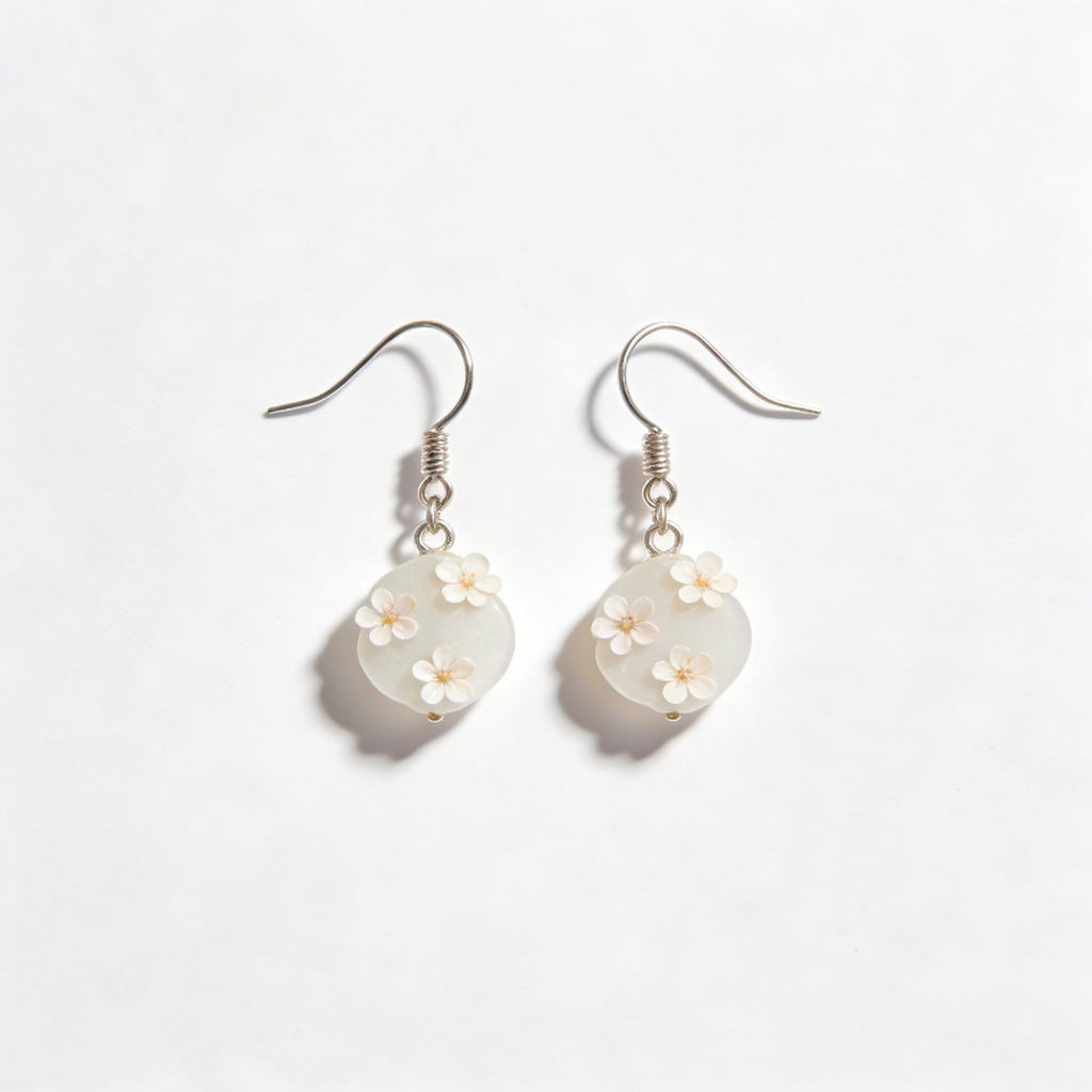 Floral Disc Drop Earrings