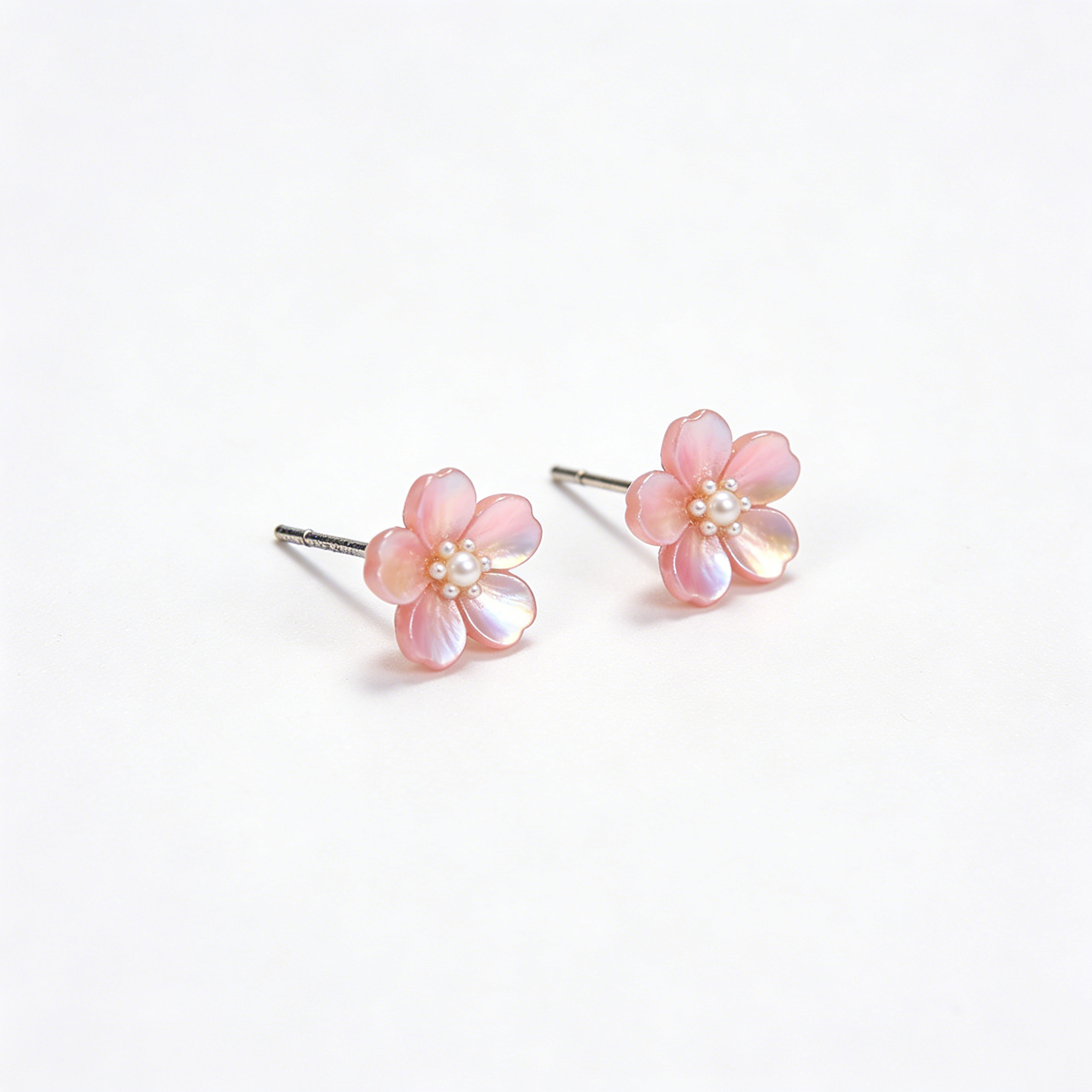 Mother-of-Pearl Flower Stud Earrings