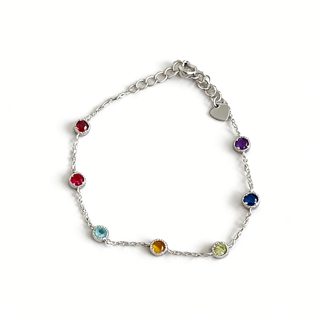 Sterling Silver Rainbow Gem Bracelet