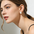 Chain-wrapped Pearl Stud Earrings