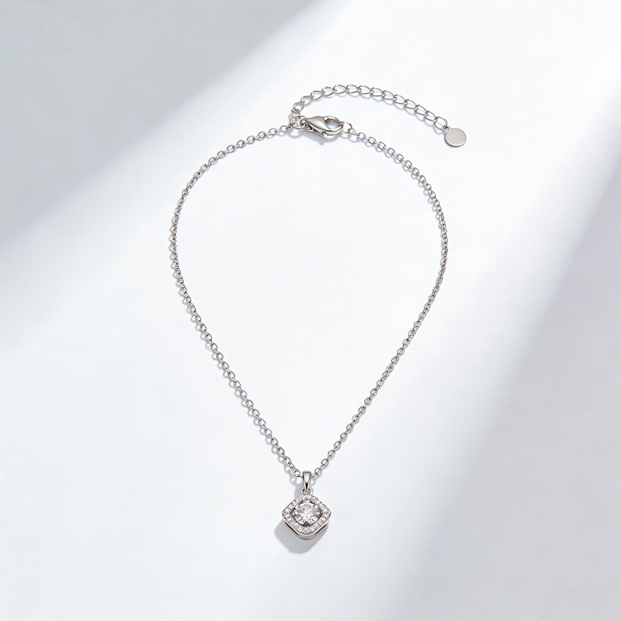 Minimalist Square Pendant Silver Necklace