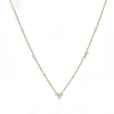 V-shaped CZ Cluster Gold Necklace