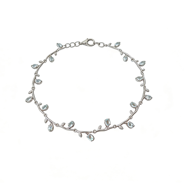 Silver Plated Aquamarine Vine Bracelet