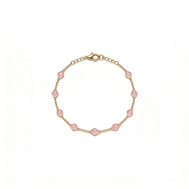 Gold & Pink Square Bead Bracelet