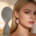 Pink Bow & Pearl Drop Earrings