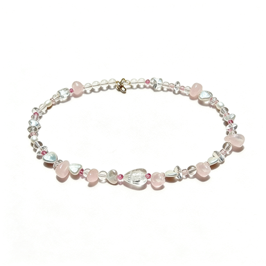 Pink Quartz & Clear Bead Bracelet