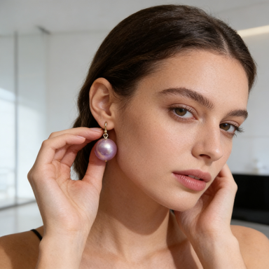 Purple Pearl Drop Earrings