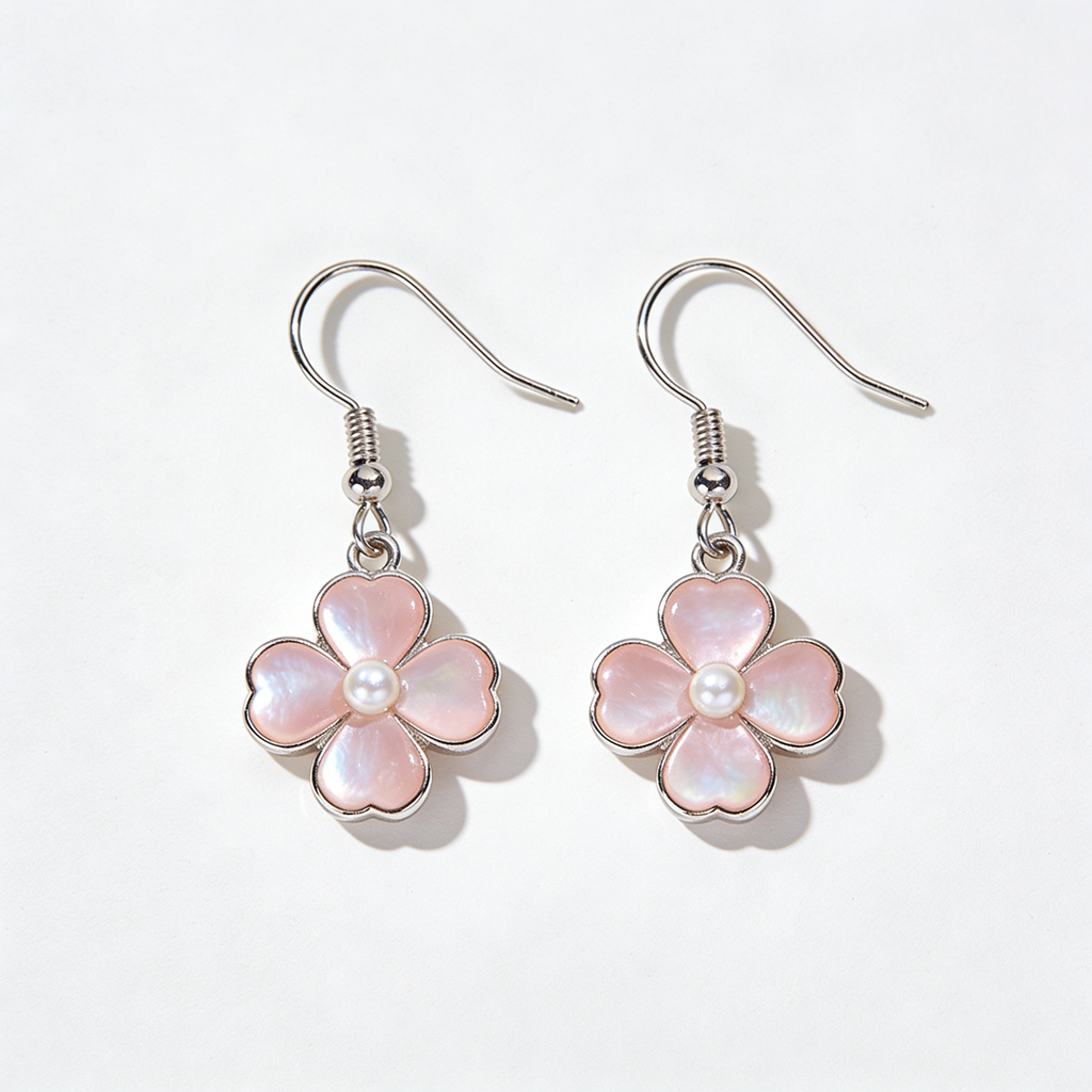 Four-leaf Clover Mother-of-Pearl Drop Earrings