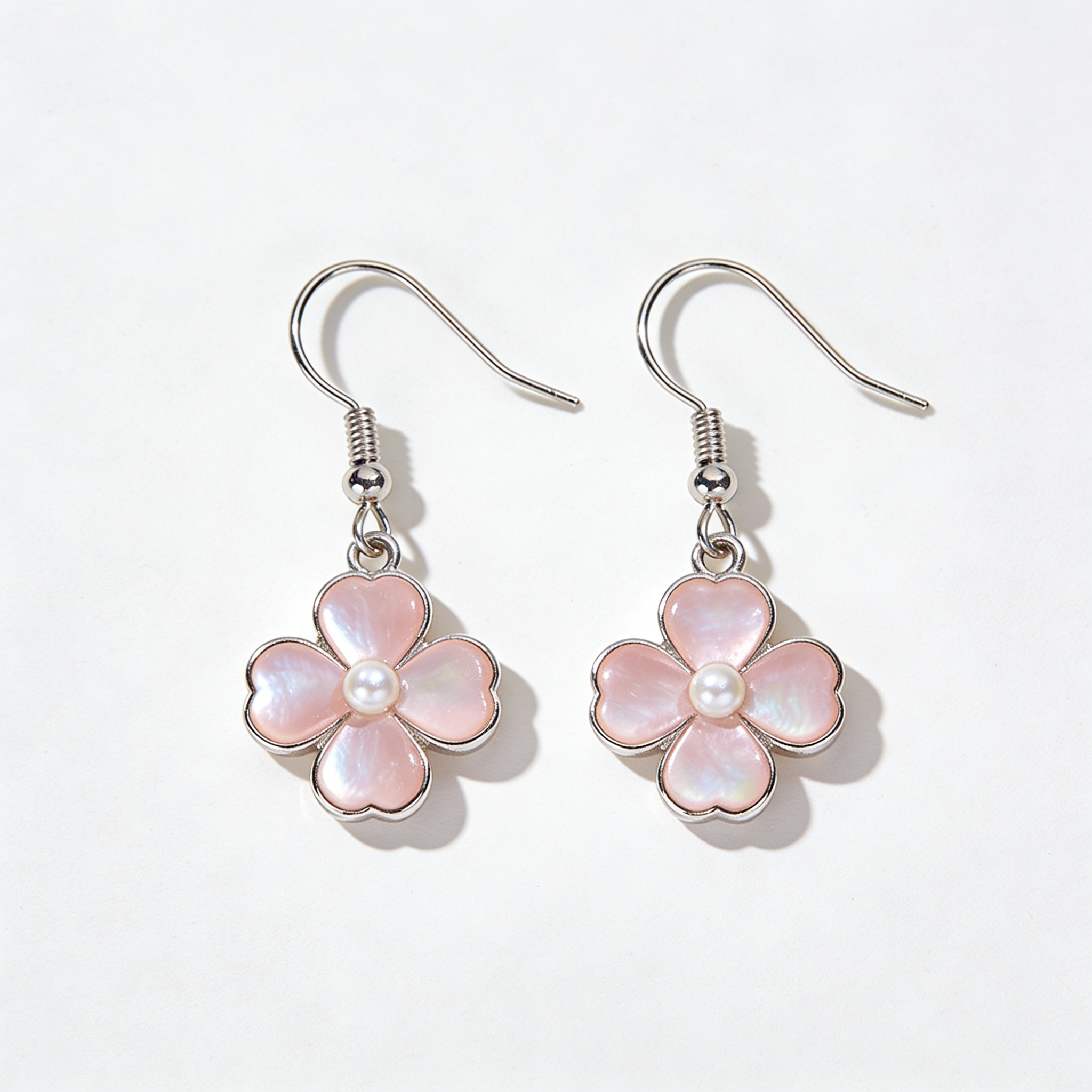 Four-leaf Clover Mother-of-Pearl Drop Earrings