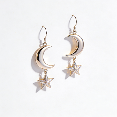 Moon & Star Drop Earrings