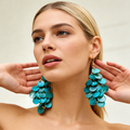 Teal Tassel Drop Earrings